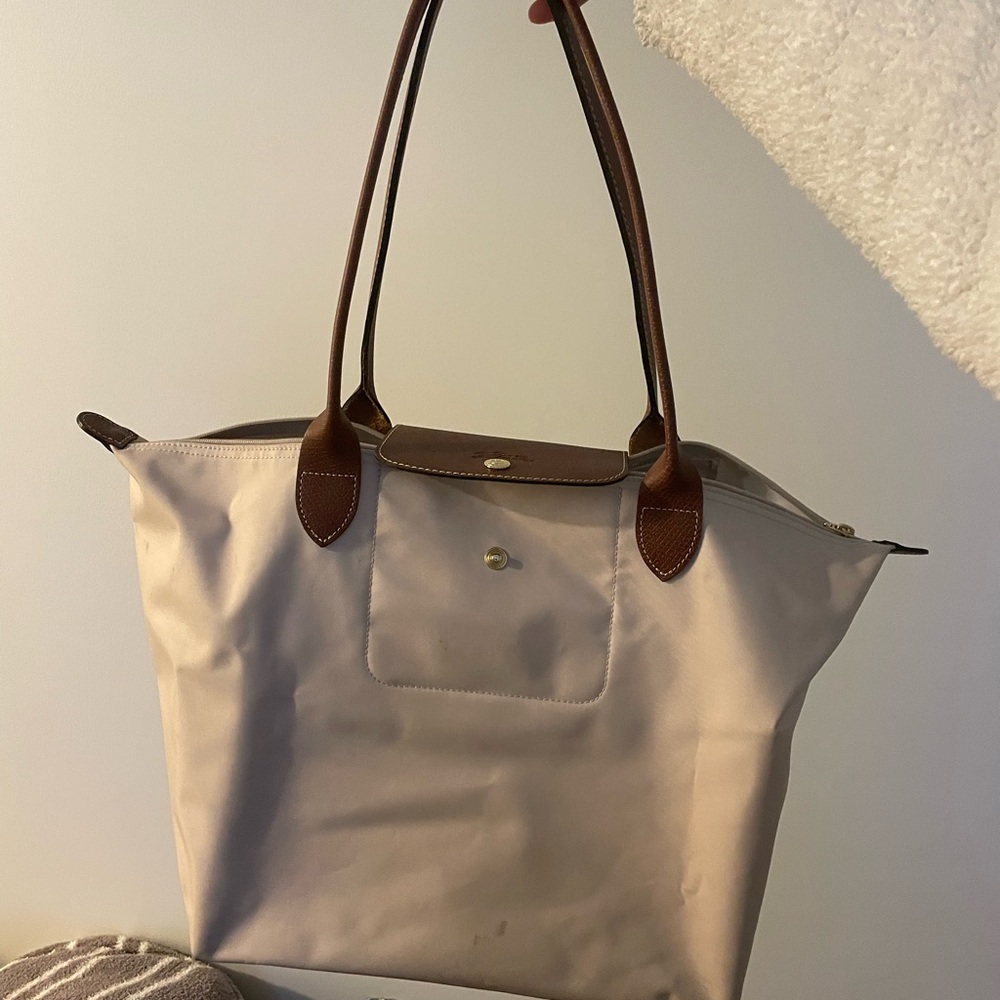 Brown Trim Cream Tote Bag - Picture 2 of 7